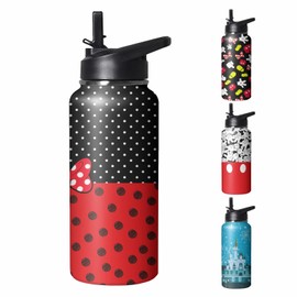 Cute Cartoon Mouse Tumbler with Top Handle and Straw Lid Gift for Boys Girls Water Bottle Travel Kettle Cup for Car Cold and Hot Stainless Steel Double Wall Insulated Mug (bow tie, 32OZ)