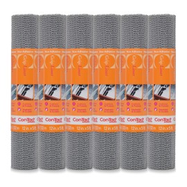 Con-Tact Brand Grip Classic Non-Adhesive Shelf, Cabinet and Drawer Liner, 12" x 5', Alloy, 6 Rolls