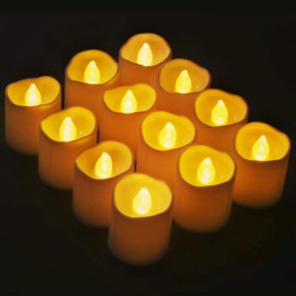 Novelty Place Flameless LED Votive Candles Longest Lasting Battery Operated Flickering LED Tealight Candle for Wedding, Party and Holiday (Pack of 12)