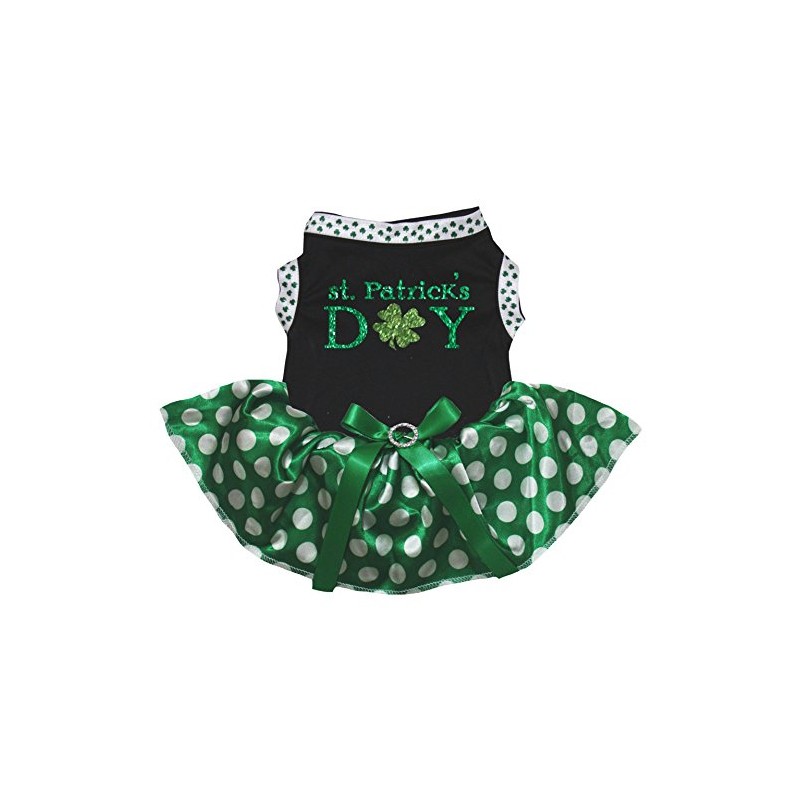 petitebelle Puppy Clothes Dog Dress ST Patrick 's Day Black