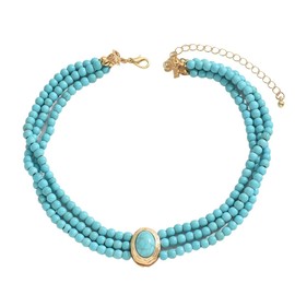 LAIHUARYWA Elegant Turquoise Choker Necklace for Women Boho Multistrand Layered Tribal Vintage Turquoise Beaded Bib Pendant Necklace Choker Party Jewelry Costume Jewelry Gift for Her