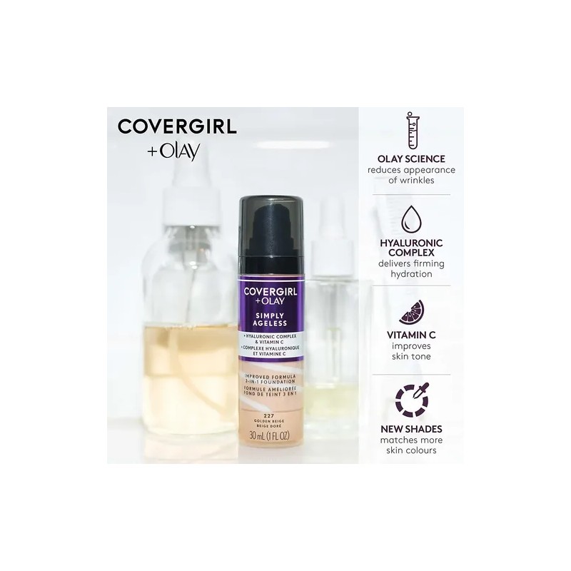 Fundación Líquida Covergirl Y Olay Simply Ageless 3-en-1, Cr