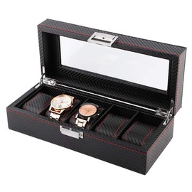 HURRISE Watch Box For Men, Watch Holder, Watch Box For Men, 5 Slot Watch Display Case, Mens Watch Case With Glass Lid, Jewelry And Watch Storage Watch Holder Organizer For Men Women