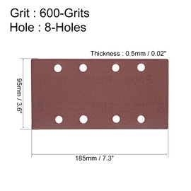 uxcell 600 Grit 1/3 Sanding Sheet Sander Sandpaper Hook and Loop Pads 8 Hole 10pcs