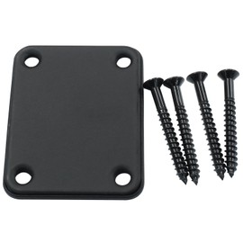Kemcatui Electric Guitar Neck Plate, Black Bass Neck Plate Guitar Neck Joint Connecting Strengthen Plate with Screws（64 ×51 mm）