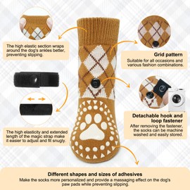 BEAUTYZOO Dog Socks to Prevent Licking Paws, Dog Shoes for Hot Pavement Small Medium Large Senior Dog Booties, Non Slip Dog Boots & Paw Protectors for Hardwood Floors Traction Control Indoor