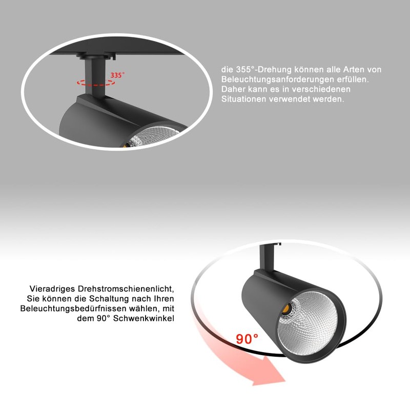 FOOC LED Track Spotlight 30 Watt 3-Phase 4-Wire Rotatable and