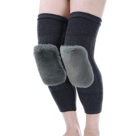 ITODA Knitted Leg Warmers Sleeve Long Cable Fleece Lined Thermal Fall Winter Over Knee High Wrap for Relief, Sports, Running