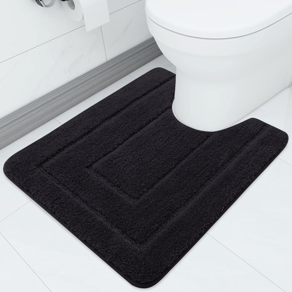 Homaxy Microfibre Bathroom Rug Non-Slip Soft Toilet Rug with Cut-Out