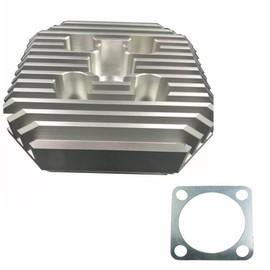 CDHPOWER 66cc/80cc/PK80 Cylinder Head High peroformance Racing Head (Square Type/Silver) with Head Gasket for 2 Stroke Gas Motor 66cc/80cc/PK80