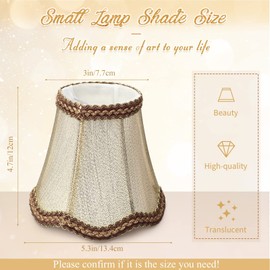 Riakrum 10 Pcs Shades for Chandeliers European Small Lamp Shade Chandelier Clip on Fabric Drum Lamp Mini Rustic Light Cover for Table Candle Wall Light Replacement, 3.1 x 5.5 x 4.7 Inch(Golden)