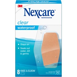 Nexcare Waterproof Stays On Bandage, Knee and Elbow, 8 Bandages per Box (4 Pack)