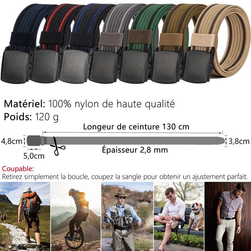 LionVII Men's Belt Plastic Buckle Military Webbing Fully Adjustable Work