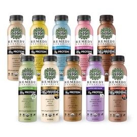 Remedy Organics Variety Assortment Case 10-Pack | Plant Based Protein Shakes, Ready to Drink | USDA Organic, Gluten Free, Dairy Free, Soy Free