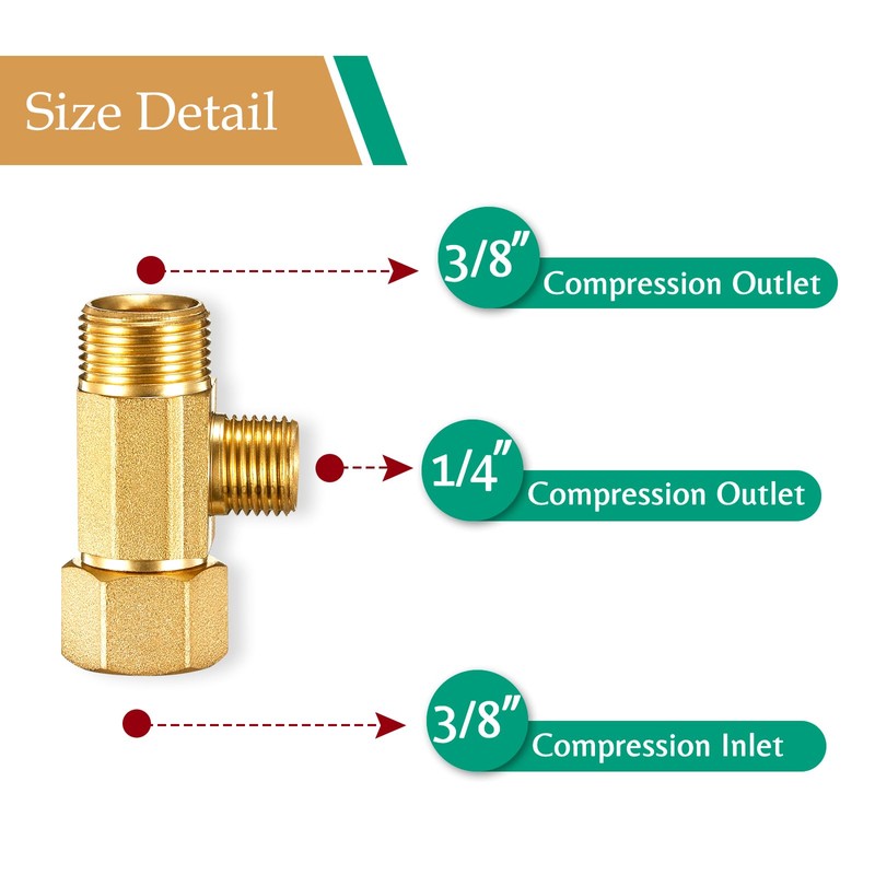 Brass Water Line Adapter Splitter for Refrigerator, Ice Maker Fridge