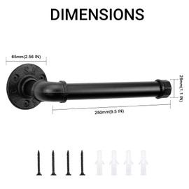 Livabber Industrial Pipe Toilet Paper Holder - Vintage Style DIY Wall Mount Roll Tissue Towel Holder for Bathroom Living Room and Kitchen (9", Black)