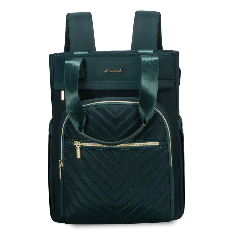 LOVEVOOK 2 in 1 Women's Handbag Backpack, dark green, Rucksack