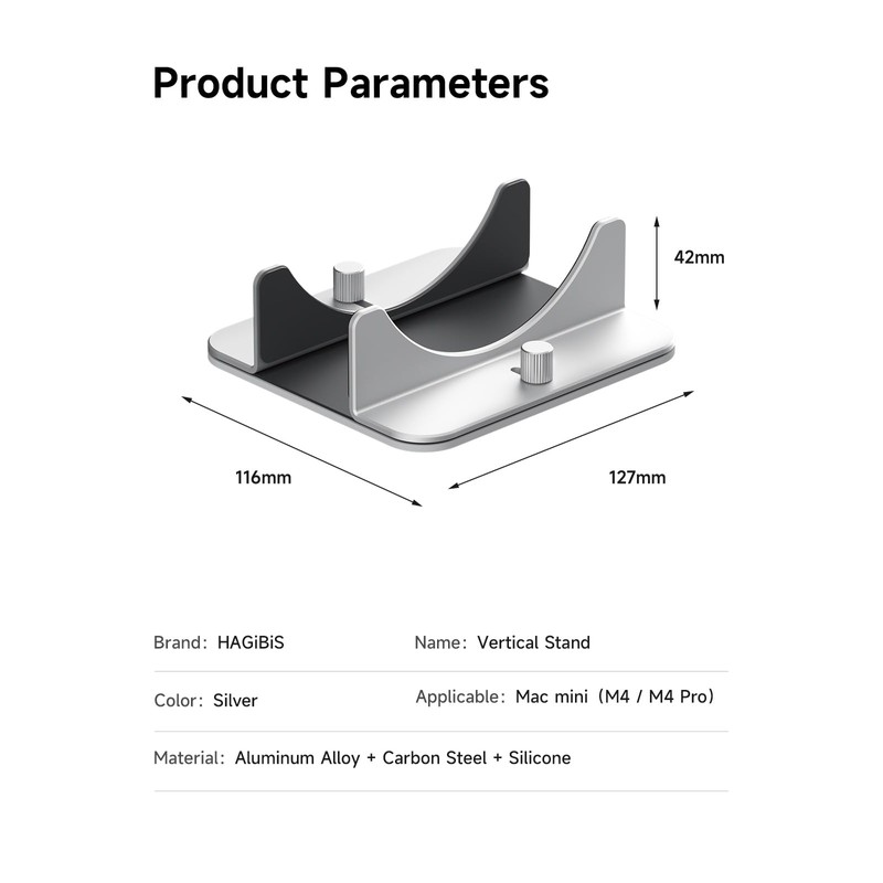 Hagibis Vertical Stand for Mac Mini M4, Aluminum Alloy Laptop