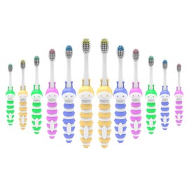 Colincie Kids Liking Cartoon Toothbrush Bee Design Cute&Fun Soft Bristles Individually Wrapped for Boys and Girls Toddlers 3-12 Year (Green Yellow Blue Pink)