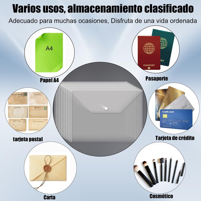 30 Sobres de Plástico, Sobres de Plástico con Cierre a