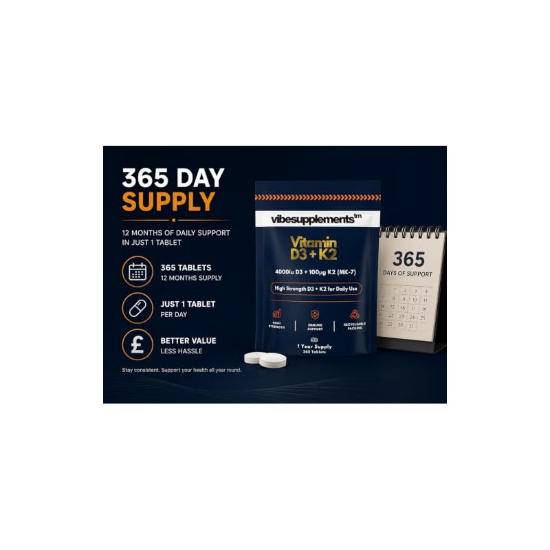 Vitamin D3 4000IU & K2 MK-7 100μg | 365 Vegetarian