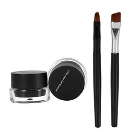2 Bottle Eyeliner Gel Waterproof Long-lasting Gel Eyeliner Eye Makeup Cosmetics Set With 2pcs Brush(Black + Brown)