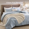 Bedsure 5 PCS Cotton Comforter Set with Cotton Waffle Throw