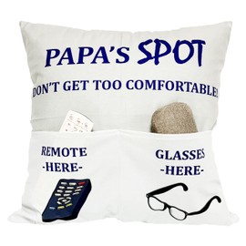 CYMROK PAPA Gifts Grandpa Gifts, 2-Pocket 2-Sided PAPA Pillow Covers 18x18 Inch, Fatherâ€™s Day Birthday Christmas Stocking Stuffers Thanksgiving Day Gifts, CYMROK001B