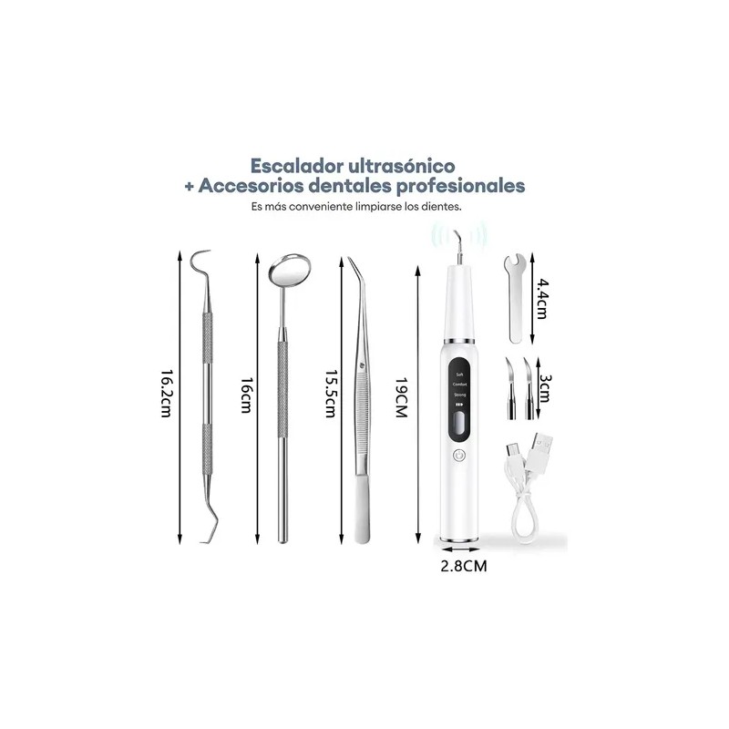 Escalador Eléctrico Led Ultrasónico Cuidado Bucal Kit