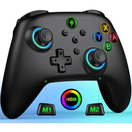 Switch Controller, 8 Color RGB Light, Program Editing Function, Back Button, Wake/Wake Switch, Controller, Wireless Switch, Pro Controller, Equipped with Gyro Sensor, Continuous Fire Function,