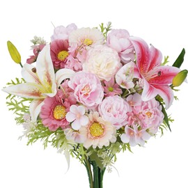 Zythrem Artificial Flowers Valentine's Day Decorations Carnation Lily Peony Bouquet for DIY Wedding Bouquets,Table Centerpieces,Home Decor,Party Decorations