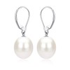Sterling Silver White Teardrop Freshwater Cultured Pearl Leverback Dangle Earrings
