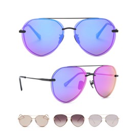 DIFF Lenox Black + Purple Mirror, Designer Oversized Aviator Sunglasses for Women UV400 Protection