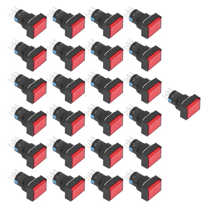25Pcs Momentary Push Button Switch Self Locking Rectangle with Light