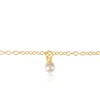 Yellow Gold Plated Sterling Silver Faux Pearl Dangle Station Anklet