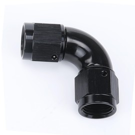 Aluminum 90 Degree -8 AN Female to 8AN Female One Piece Full Flow Hose Coupler Fitting 3/4-16 JIC 8 Double Swivel Pipe Connector, Black