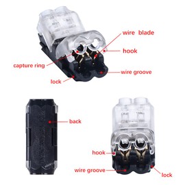 Nicelux Low Voltage Electrical Wire Connectors, 2 Pin No Wire-Stripping Required, 2 Way I Type Terminals 10pcs,Quick Wire Splice Wiring Connectors for 24-20AWG