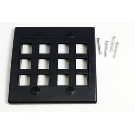 RiteAV - Keystone Wall Plate Double Gang 12-Port Black (1 Piece Flush)