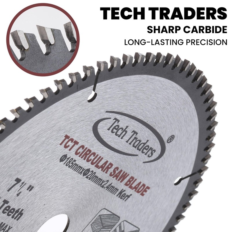TCT18520B80T Tech Traders TCT Circular Saw Blade 185mm x20mm Bore