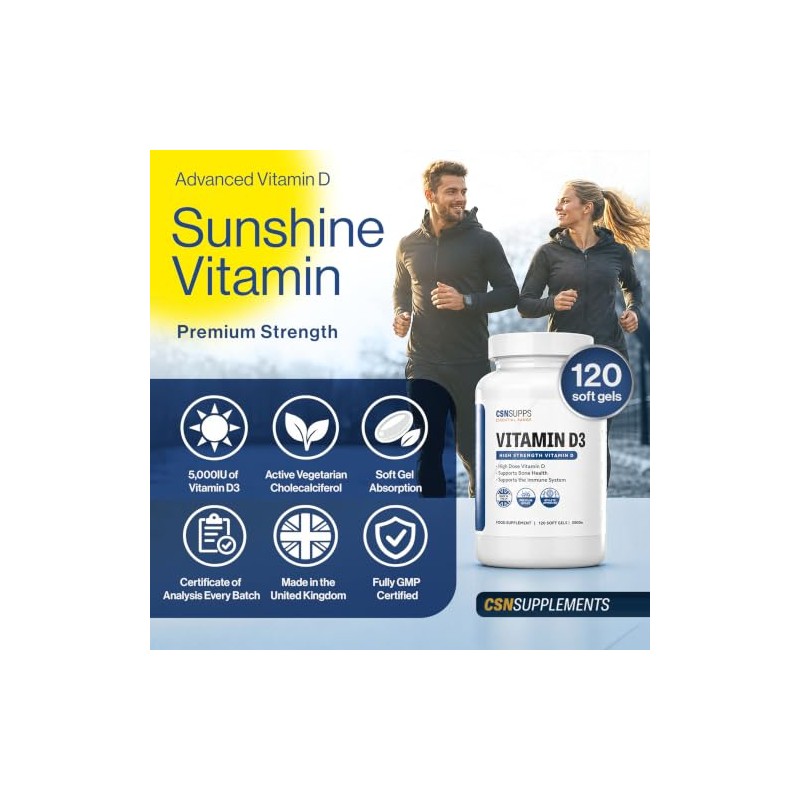 CSN Vitamin D3 5000iu x120 Soft Gels | Premium Grage