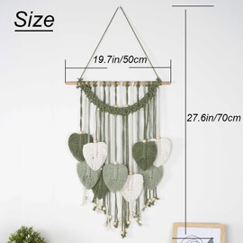 janeunique Macrame Wall Leaf Hanging Boho Home Decorations Bohemian Woven Handmade Art for Bedroom Living Room Apartment Decor(Middle)
