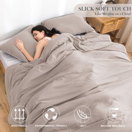 COTTEBED Ultra-Soft Queen Bedding Comforter Sets Bed, All Seasons Use Light Weight with Warm Fluffy Washable Cotton Microfiber,1 Bed Down Alternative Comforter & 2 Pillow Sham (Queen/Full Beige Brown)