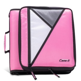Case-it The Universal Zipper Binder - 2 Inch O-Rings - Padded Pocket That Holds up to 13 Inch Laptop/Tablet - Multiple Pockets - 400 Page Capacity - Comes with Shoulder Strap - Light Pink LT-007