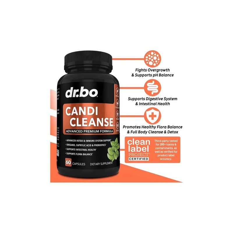 Suplemento Nutricional Dr. Bo Candida CLEANSE Aceite de Orégano Probióticos