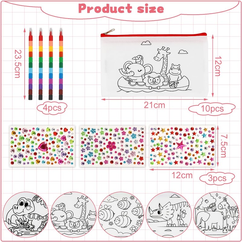 Aurasky Painting Pencil Case Fabric Bag for Painting, Colour-dinosaurs, pencil