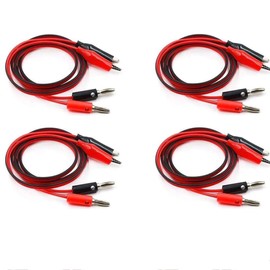 5PCS Double Ended Alligator Clips, Jumper Wires with Alligator for Electrical Testing, Circuit Connection, Experiment (Red & Black)