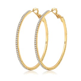 WATEFOER Große Strass-Reifen-Ohrringe für Damen Mädchen dünne runde Reifen-Ohrringe hypoallergene Gold-Reifen-Ohrringe 14K vergoldet Ohrringe Schmuck Geschenke 40/50/60/70mm Sparkly Creolen