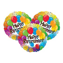 Set of 3 Happy Retirement 18" Foil Party Balloons