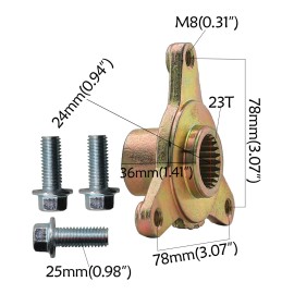 Unbranded 7" Rim 3 Stud For 16x8-7 Tire ATV Quad Taotao 110cc 125cc +23T Rear Wheel Hub X2