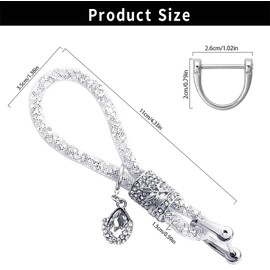 WZTCIBUR Key Fob 2 Pieces Crystal Car Key Chain for Women Glitter Rhinestone Key Ring Strap with Pendants Key Chain Accessories Car Key Decoration, black, silver